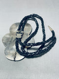 One Of The Biggest Best Vintage Native American Navajo Bisbee Turquoise Sterling Silver Bolo Tie-Nativo Arts