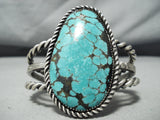 Heavy Coiled Sterling Silver Vintage Native American Navajo Spiderweb Turquoise Bracelet-Nativo Arts