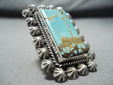 Phenomenal San Felipe Native American 8 Turquoise Sterling Silver Huge Ring-Nativo Arts