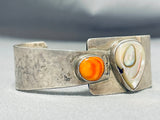 Important Vintage Signed Native American Navajo Abalone Spiny Sterling Silver Bracelet-Nativo Arts