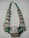 Best Vintage Native American Navajo Malachite Cubed Sterling Silver Necklace Old-Nativo Arts