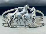Detailed Intricate Vintage Native American Navajo Horse Sterling Silver Bracelet-Nativo Arts