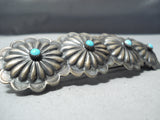 Amazing Native American Navajo Sleeping Beauty Turquoise Sterling Silver Barrette-Nativo Arts