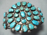 Museum Vintage Native American Navajo Morenci Turquoise Cluster Sterling Silver Bracelet-Nativo Arts