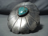 Colossal Vintage Native American Navajo Sterling Silver Shield Turquoise Bracelet Old-Nativo Arts