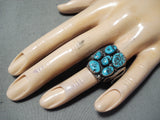 Unforgettable Vintage Native American Navajo Kingman Turquoise Stering Silver Ring Old-Nativo Arts