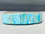Beautiful Native American Navajo Turquoise Inlay Sterling Silver Large Bracelet-Nativo Arts
