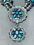 Flower Turquoise Concho Native American Navajo Sterling Silver Necklace-Nativo Arts