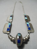 Opulent Vintage Native American Navajo Yazzie Turquoise Sterling Silver Necklace Old-Nativo Arts