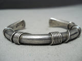 Thick Authentic Vintage Native American Navajo Orvville Tsinnie Sterling Silver Coil Bracelet-Nativo Arts