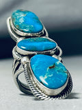 Important Rick Martinez Native American Navajo Triple Turquoise Sterling Silver Earrings-Nativo Arts