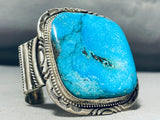 One Of The Best Square Dturquoise Native American Navajo Sterling Silver Bracelet-Nativo Arts