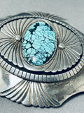 One Of The Best Vintage Native American Navajo Spiderweb Turquoise Sterling Silver Buckle-Nativo Arts