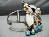 One Of The Most Unique Vintage Native American Zuni Turquoise Sterling Silver Owl Bracelet-Nativo Arts