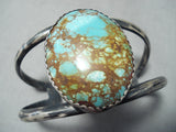 Huge Domed Royston Turquoise Vintage Native American Navajo Sterling Silver Bracelet Old-Nativo Arts