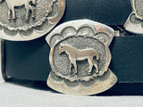 Horse Love Hand Carved Native American Navajo Sterling Silver Concho Belt-Nativo Arts