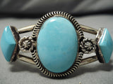Amazing Vintage Native American Navajo Carico Lake Turquoise Sterling Silver Bracelet Old-Nativo Arts