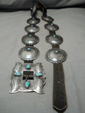 Early Hand Wrought Vintage Native American Navajo Turquoise Sterling Silver Concho Belt Old-Nativo Arts