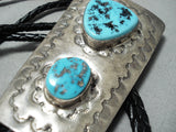 Incredible Vintage Native American Navajo Sleeping Beauty Turquoise Sterling Silver Bolo-Nativo Arts