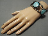 Rare Early Deposit Vintage Native American Navajo Carico Lake Turquoise Sterling Silver Bracelet-Nativo Arts