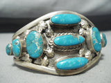 Museum Vintage Native American Navajo Morenci Turquoise Sterling Silver Bracelet Old-Nativo Arts