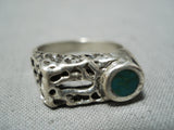 Fantastic Vintage Native American Navajo Inlay Cerrillos Turquoise Sterling Silver Ring-Nativo Arts