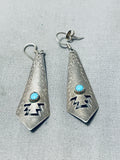 Impressive Vintage Native American Navajo Sleeping Beauty Turquoise Sterling Silver Earrings-Nativo Arts
