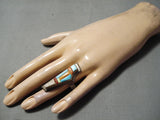 Amazing Vintage Native American Navajo David Tune Turquoise Sterling Silver Ring-Nativo Arts