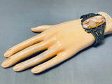 One Of The Best Vintage Native American Navajo Orange Jasper Sterling Silver Bracelet-Nativo Arts