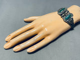 Early 1900's Vintage Native American Navajo Turquoise Sterling Silver Bracelet-Nativo Arts