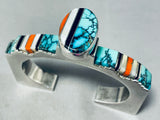 Important Abe Begay Vintage Native American Navajo Sterling Silver Inlay Bracelet 6-1/2 Wrist-Nativo Arts