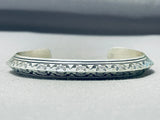 Sensational Native American Navajo Signed Sterling Silver Handstamped Bracelet-Nativo Arts
