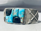Native American Heavy Snake Vintage Navajo Turquoise Sterling Silver Bracelet-Nativo Arts