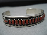 Amazing Vintage Navajo Coral Sterling Silver Native American Bracelet-Nativo Arts