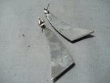 Important Vintage Native American Navajo Chalres Loloma Student Lapis Sterling Silver Earrings-Nativo Arts