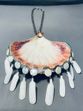 The Biggest Native American Zuni Turquoise Inlaid Shell Sterling Silver Necklace-Nativo Arts