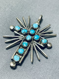 Coral And Turquoise Cross Vintage Native American Navajo Sterling Silver Pendant-Nativo Arts