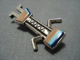 Intrciate!! Vintage Navajo Kachina Turquoise Native American Sterling Silver Pin-Nativo Arts