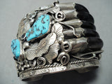 One Of Best Vintage Native American Navajo Bear Adakai Turquoise Sterling Silver Bracelet-Nativo Arts