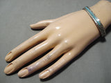 Unique Vintage Zuni Turquoise Sterling Silver Bracelet Native American Old-Nativo Arts
