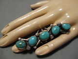 Tremendous Vintage Navajo Deepset Turquoise Sterling Silver Native American Ring-Nativo Arts