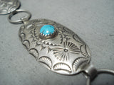 Spectacular Vintage Native American Navajo Old Kingman Turquoise Sterling Silver Concho Belt-Nativo Arts