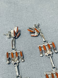 Coral Pueblo Ladder Native American Zuni Sterling Silver Earrings-Nativo Arts