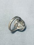 Incredible Vintage Native American Navajo Pilot Mountain Turquoise Sterling Silver Ring-Nativo Arts