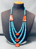 Native American One Of The Best Ever Santo Domingo Turquoise Disc Sterling Silver Necklace-Nativo Arts
