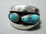 Superb Vintage Navajo Turquoise Sterling Silver Ring Native American Old-Nativo Arts