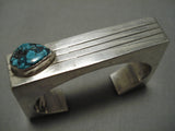 One Of The Best Vintage Native American Navajo Contemporist Turquoise Sterling Silver Bracelet-Nativo Arts