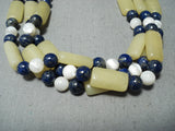 Native American Exceptional Vintage Santo Domingo Lapis Pearl Serpentine Necklace-Nativo Arts