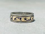 Beautiful And Detailed Vintage Native American Navajo Sterling Silver Gold Animal Ring-Nativo Arts
