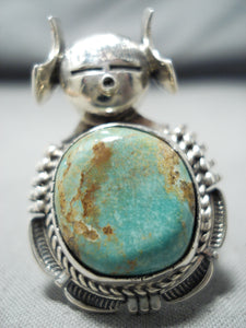 Fascinating Navajo Royston Turquoise Sterling Silver Ring Native American-Nativo Arts